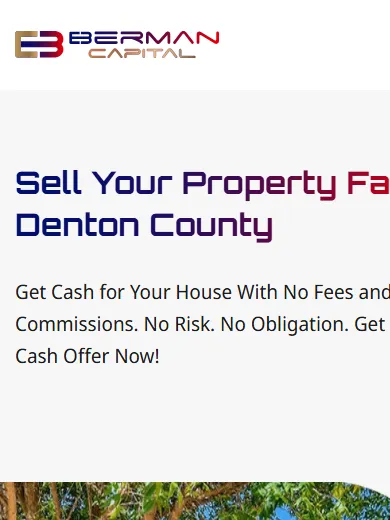 Berman Capital “Sell your property fast in Denton County” page on a phone