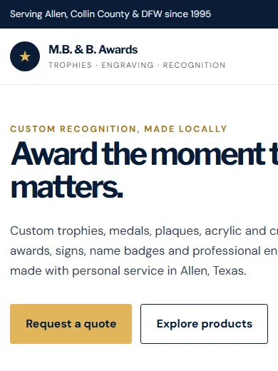 M.B. & B. Awards on a phone: “Award the moment that matters.”