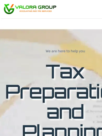Valora Group accounting and tax services site on a phone